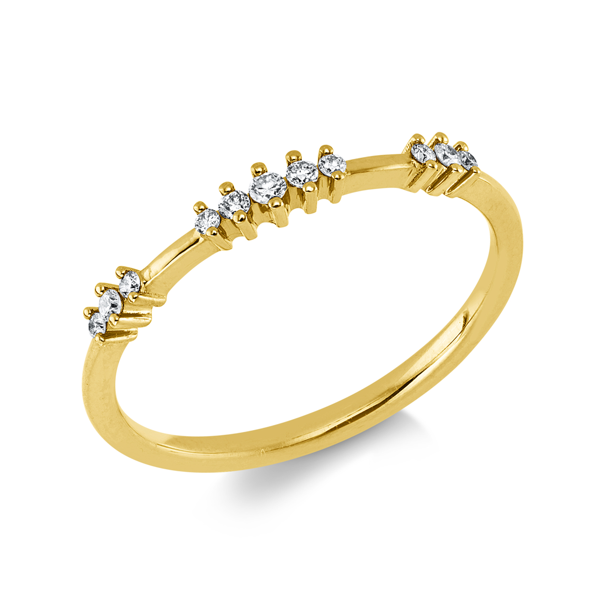 diamond full cut  modern woman ring in yellow gold