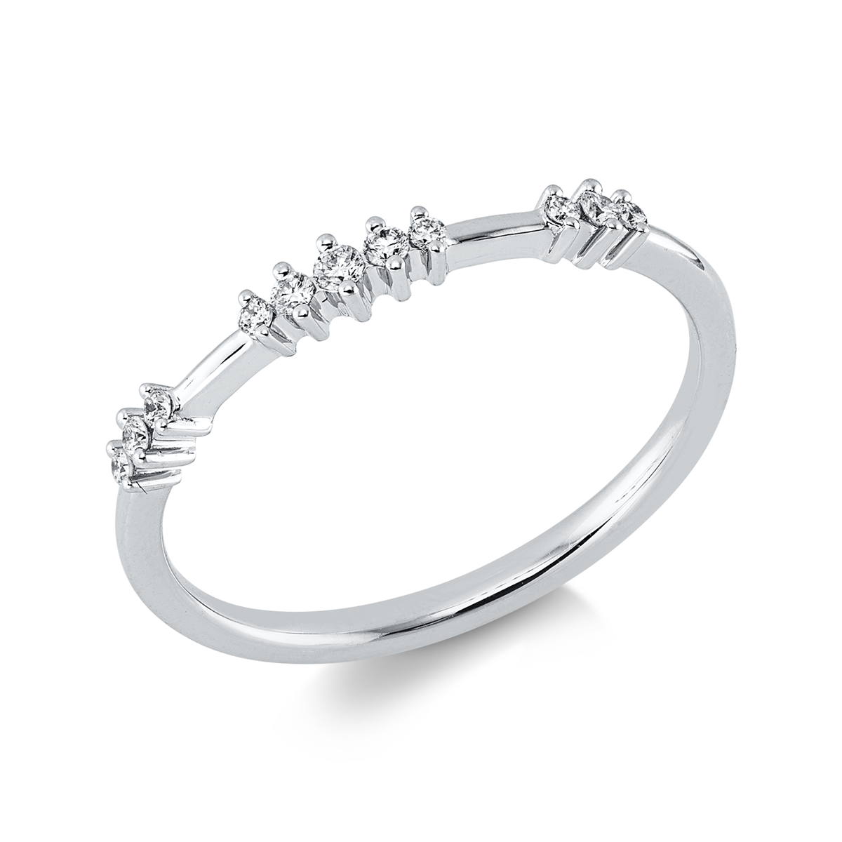 diamond full cut  modern woman ring in white gold