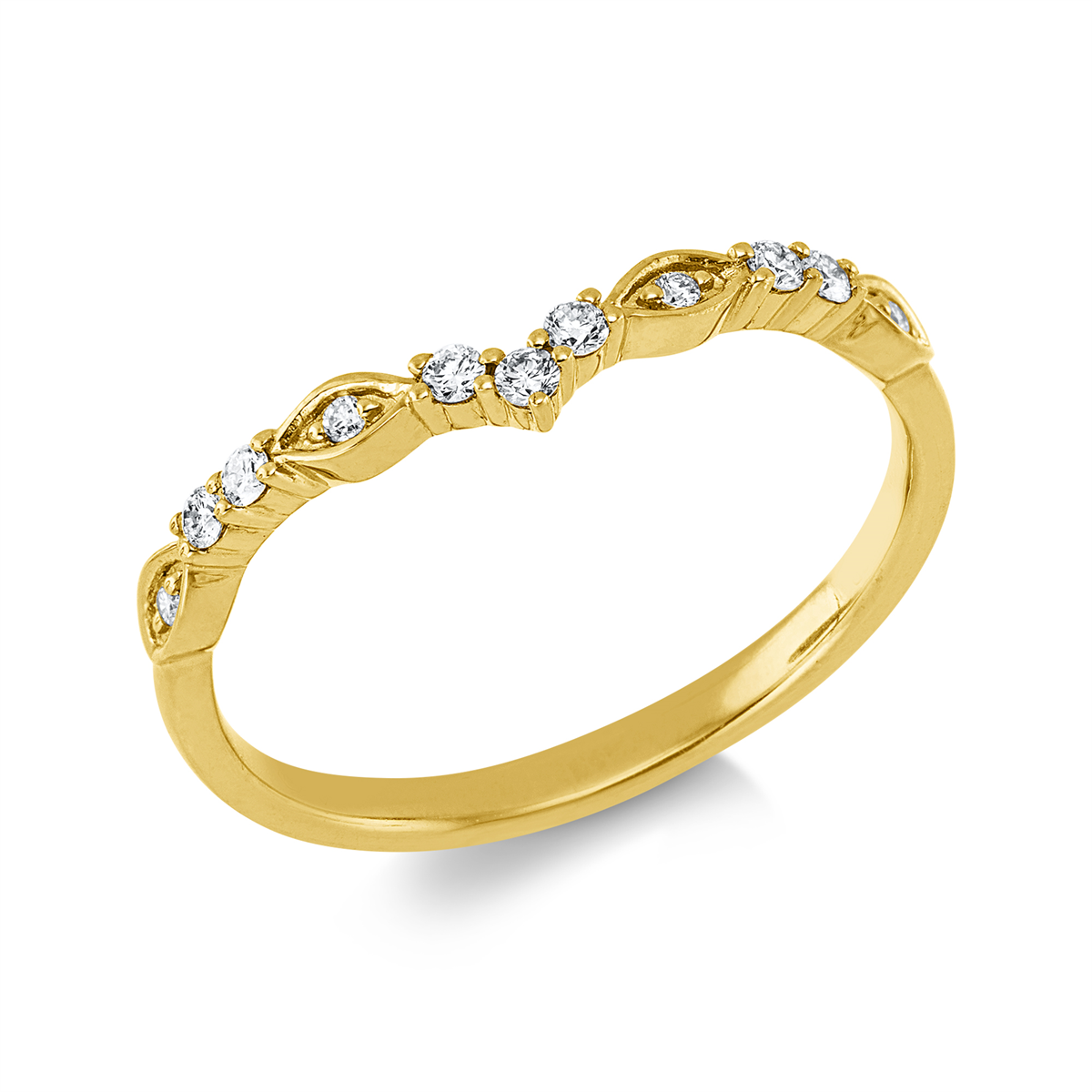 diamond full cut  modern woman ring in yellow gold