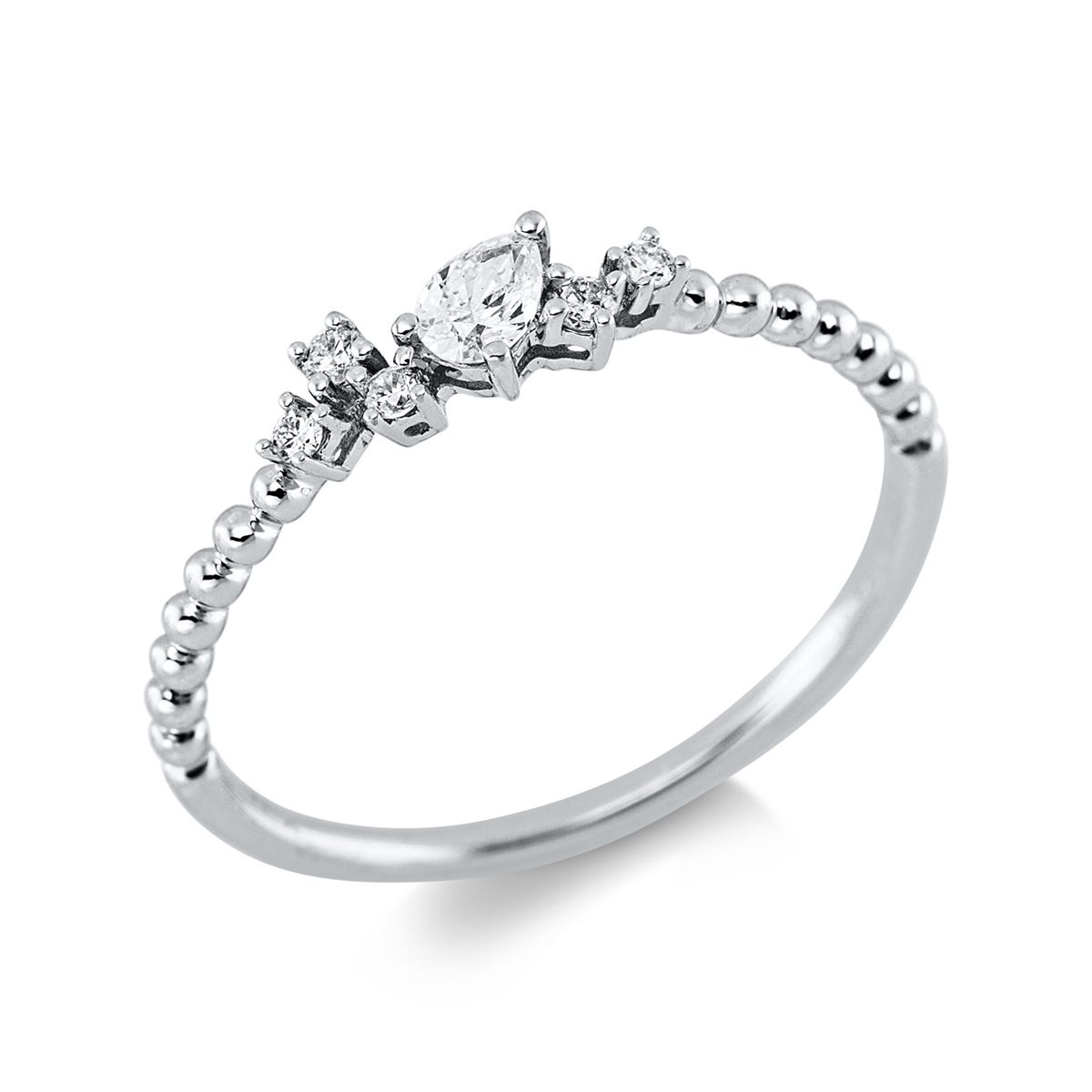 pear shape  modern woman ring in white gold