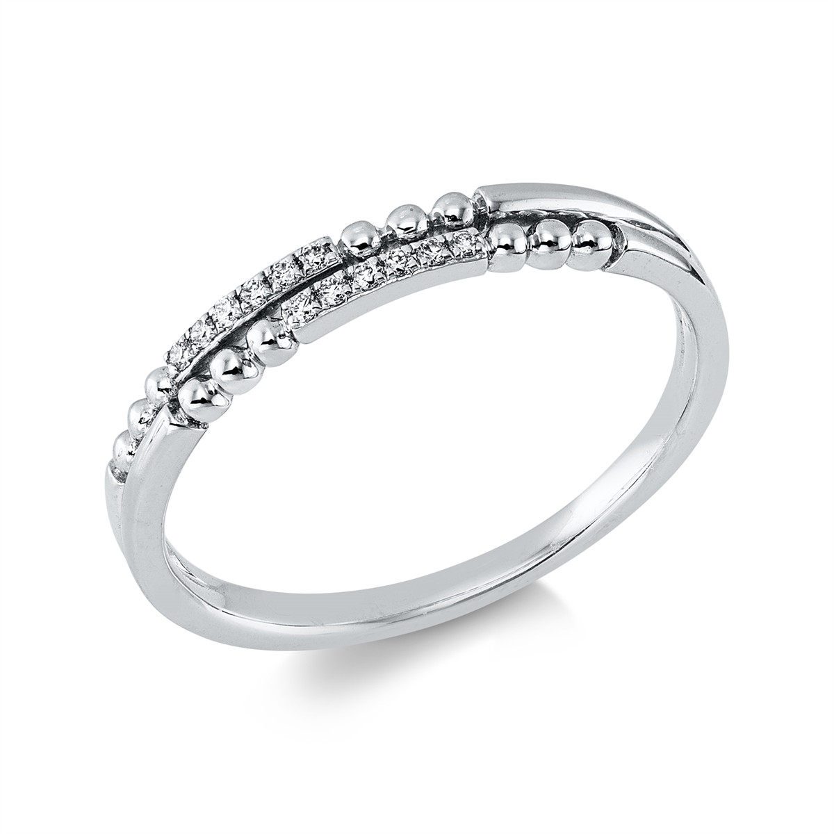 diamond full cut  modern woman ring in white gold