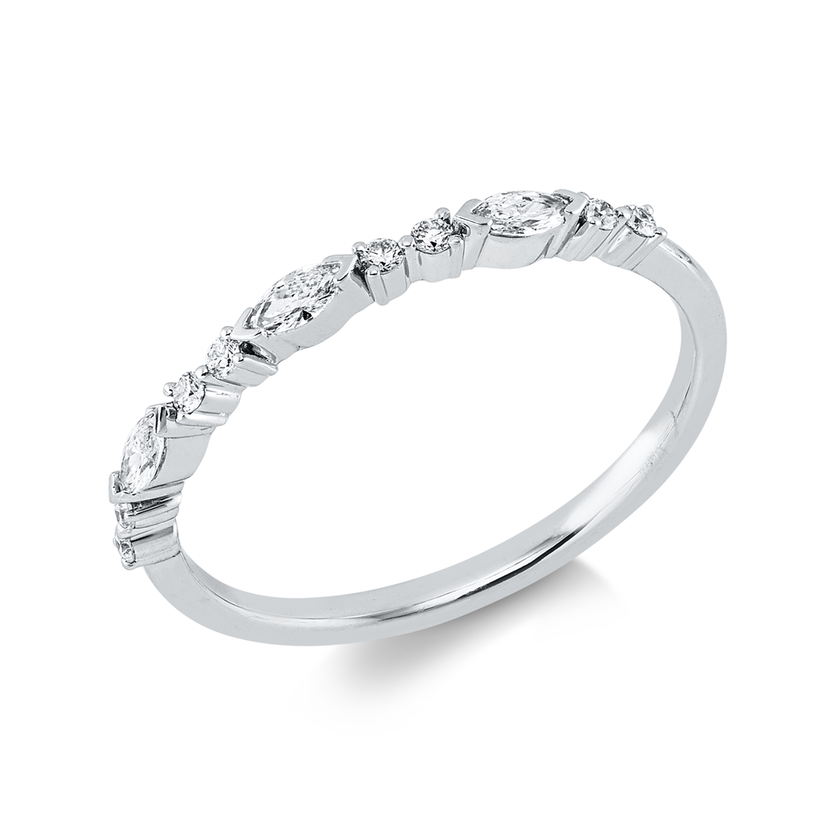 marquise  modern woman ring in white gold