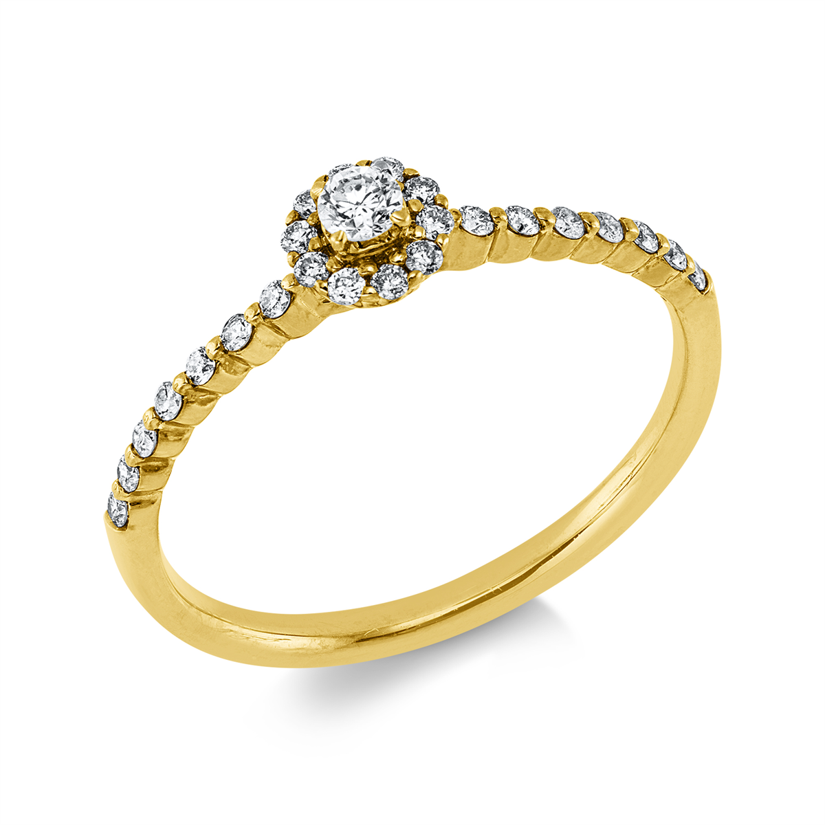 diamond full cut  modern woman ring in yellow gold