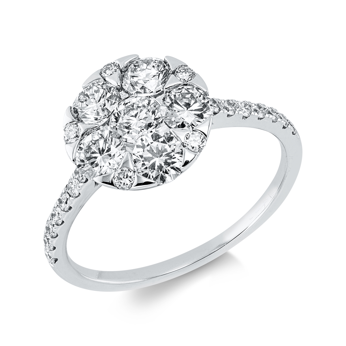 diamond full cut  illusion classic ring in white gold