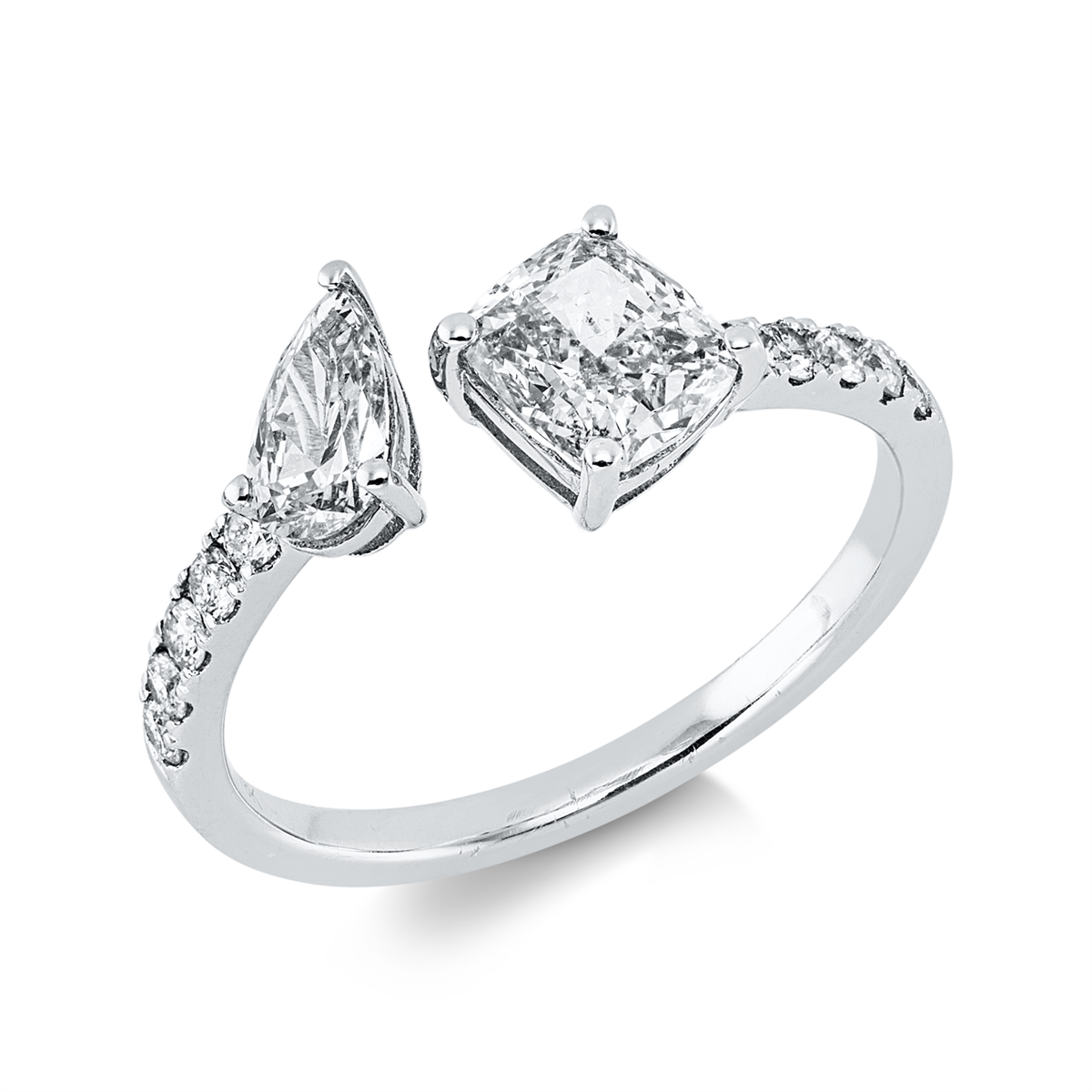 diamond full cut  fancy colored diamond ring in white gold