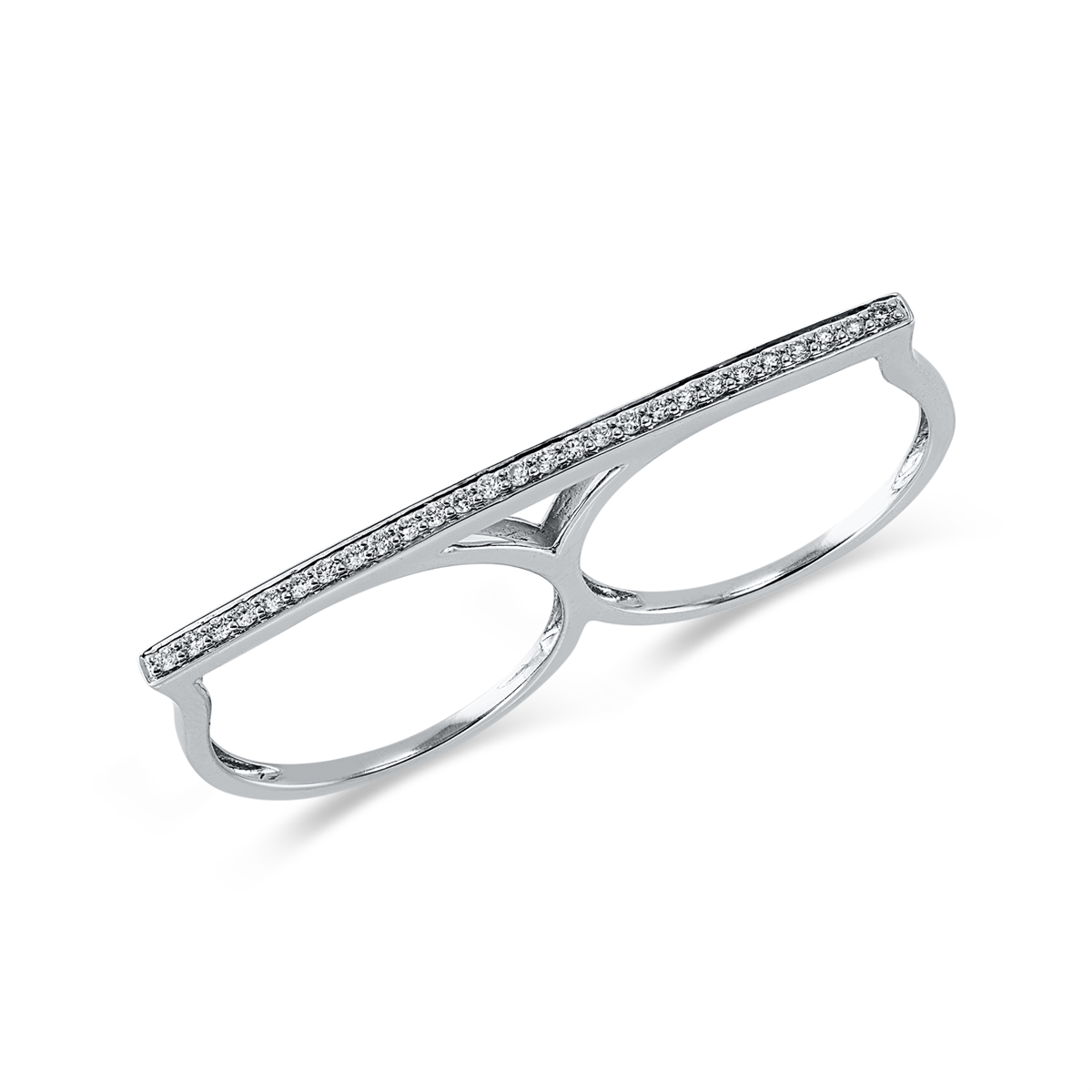 diamond full cut  modern woman ring in white gold