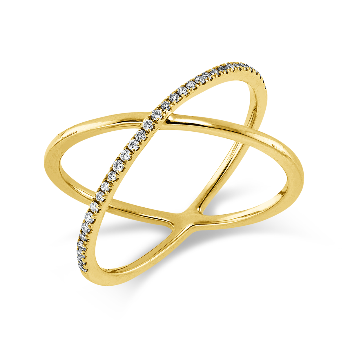 diamond full cut  modern woman ring in yellow gold