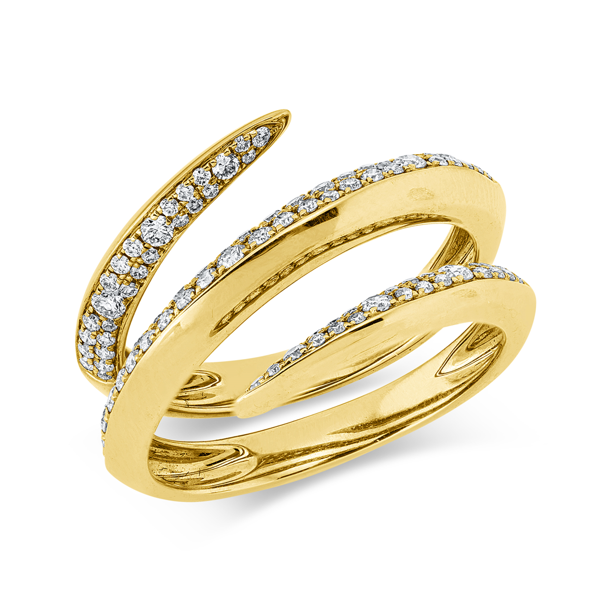 diamond full cut  modern woman ring in yellow gold