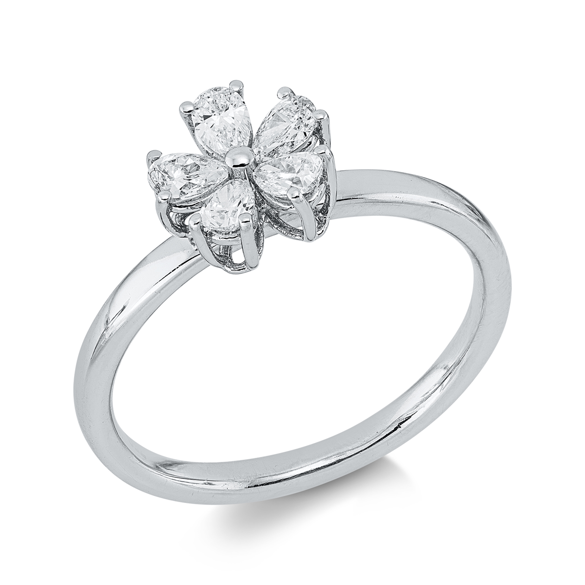 pear shape  modern woman ring in white gold