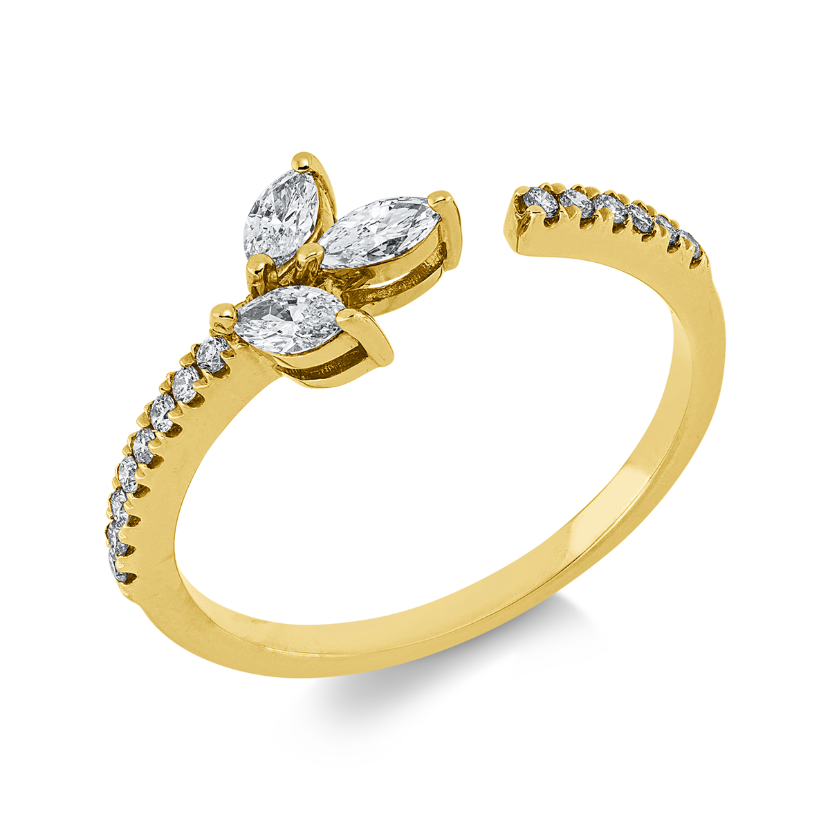 diamond full cut  modern woman ring in yellow gold