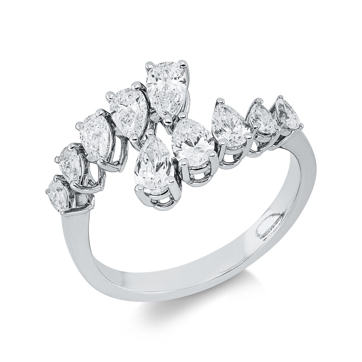pear shape  modern woman ring in white gold