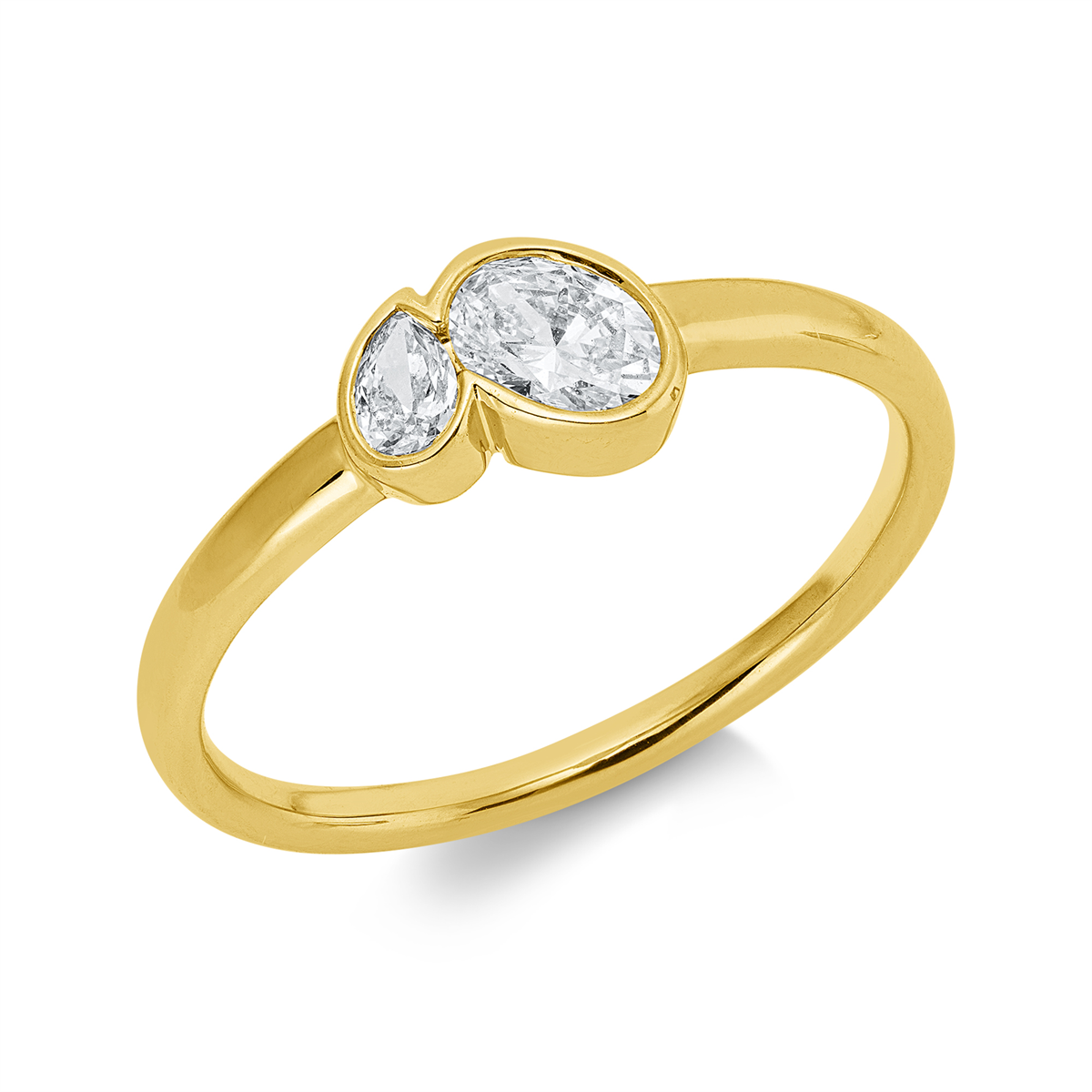 pear shape  modern woman ring in yellow gold