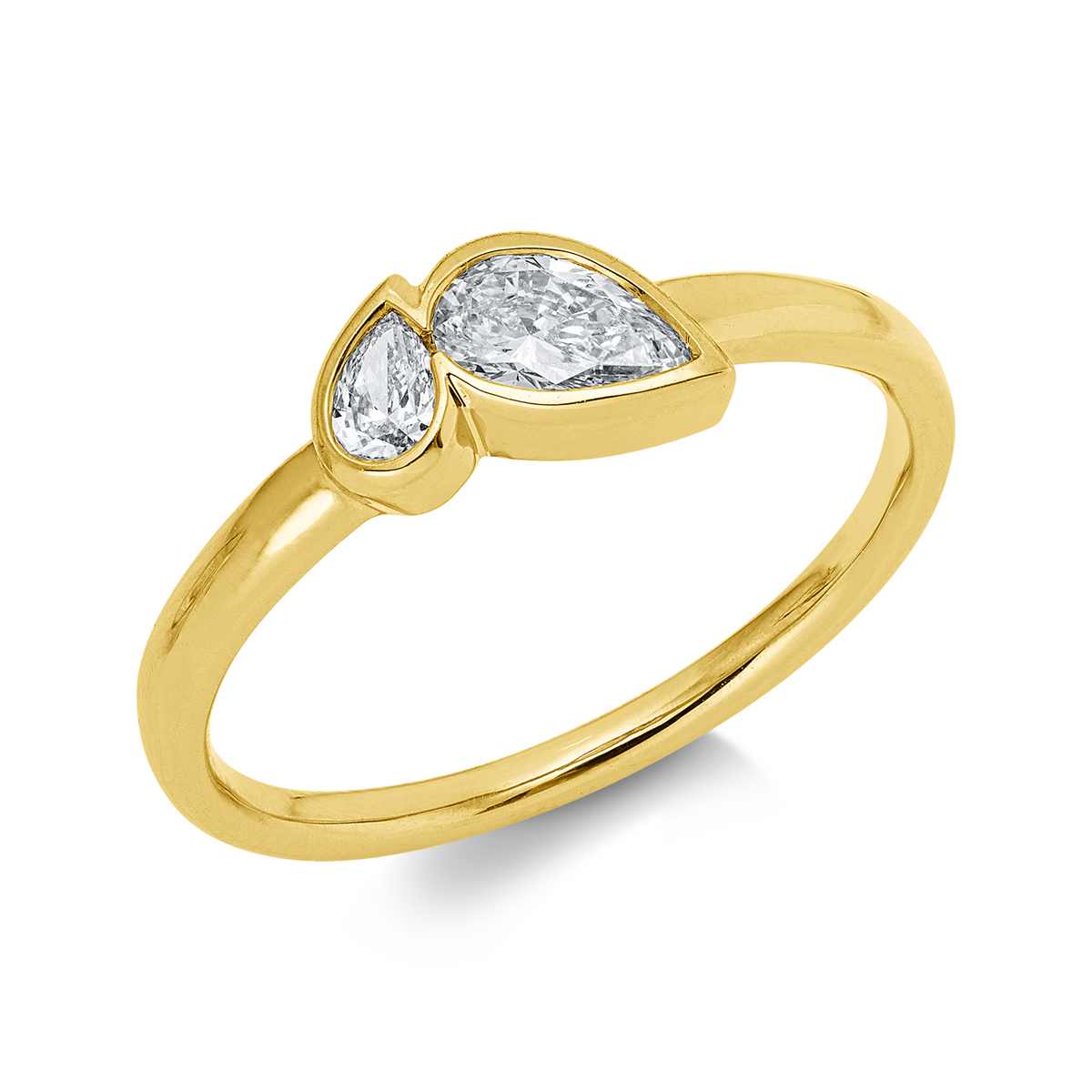 pear shape  modern woman ring in yellow gold