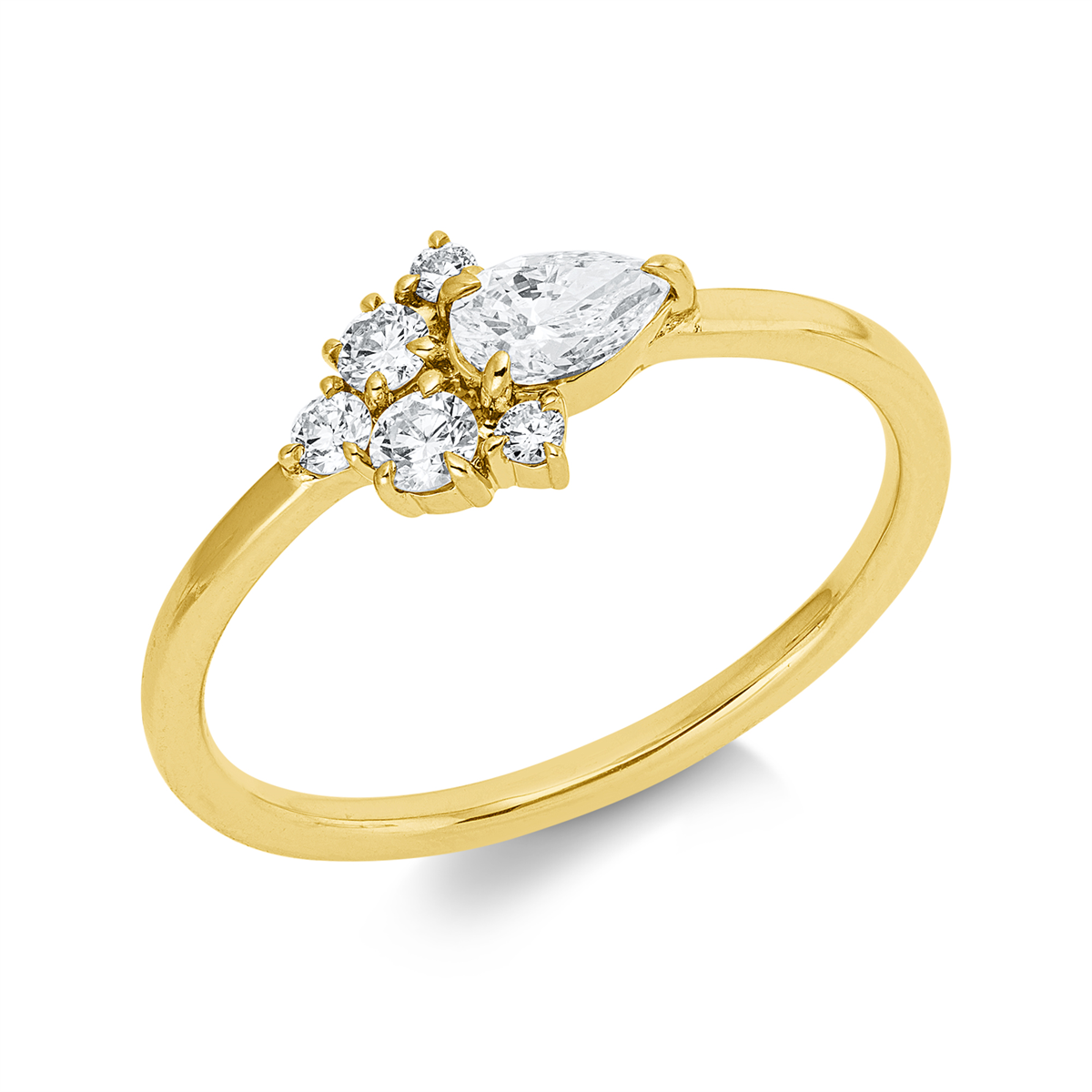 diamond full cut  modern woman ring in yellow gold