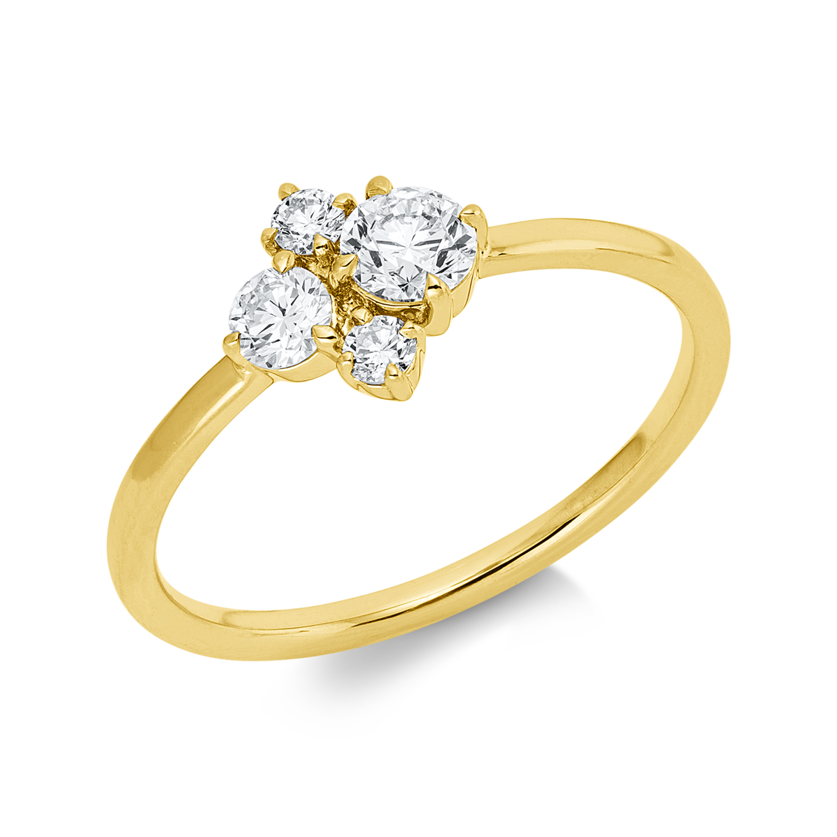 diamond full cut  modern woman ring in yellow gold
