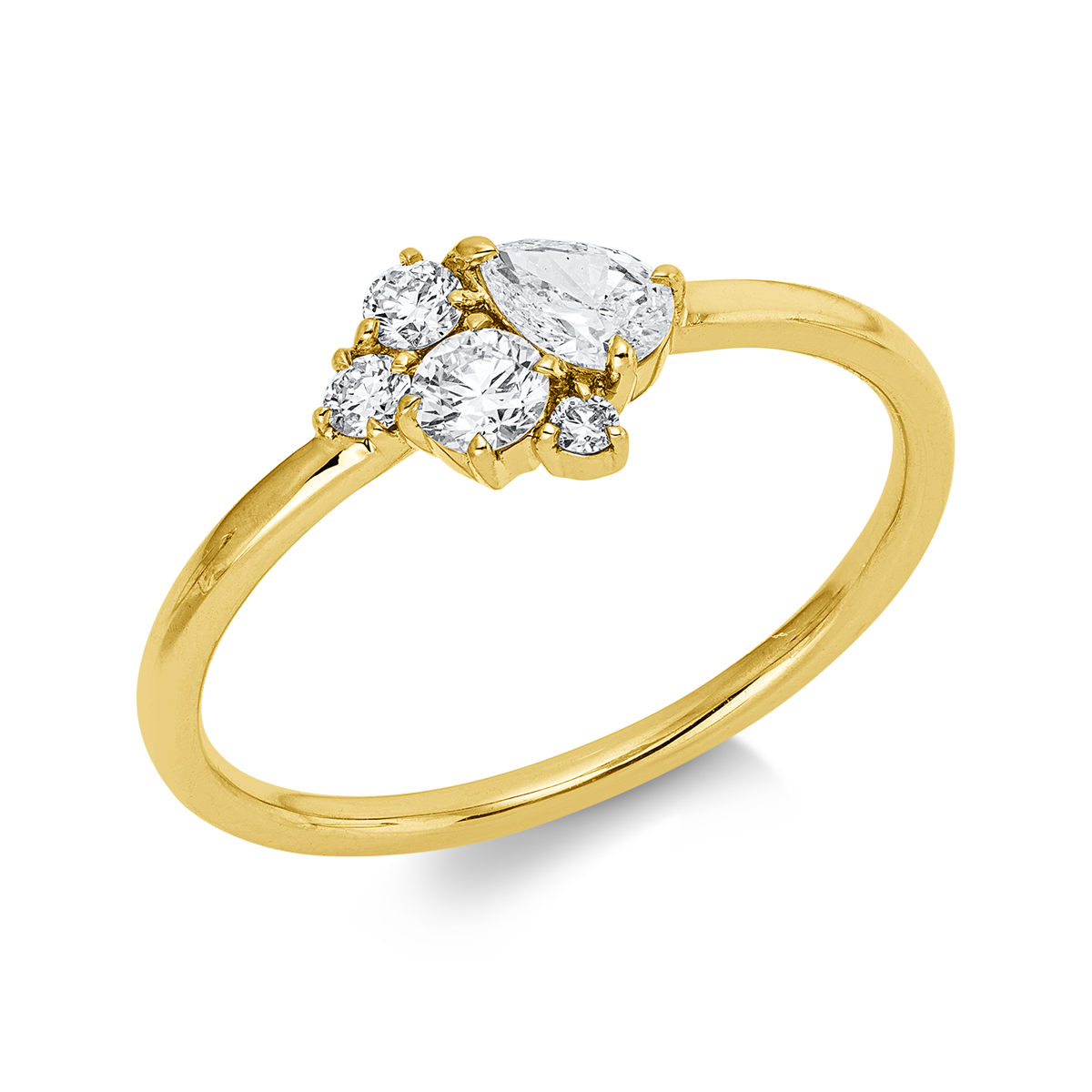 diamond full cut  modern woman ring in yellow gold