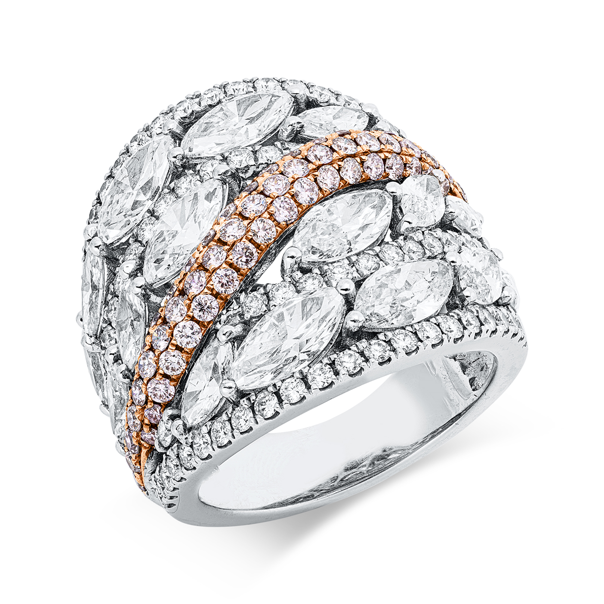 diamond full cut  fancy colored diamond ring in whitegold / rosegold