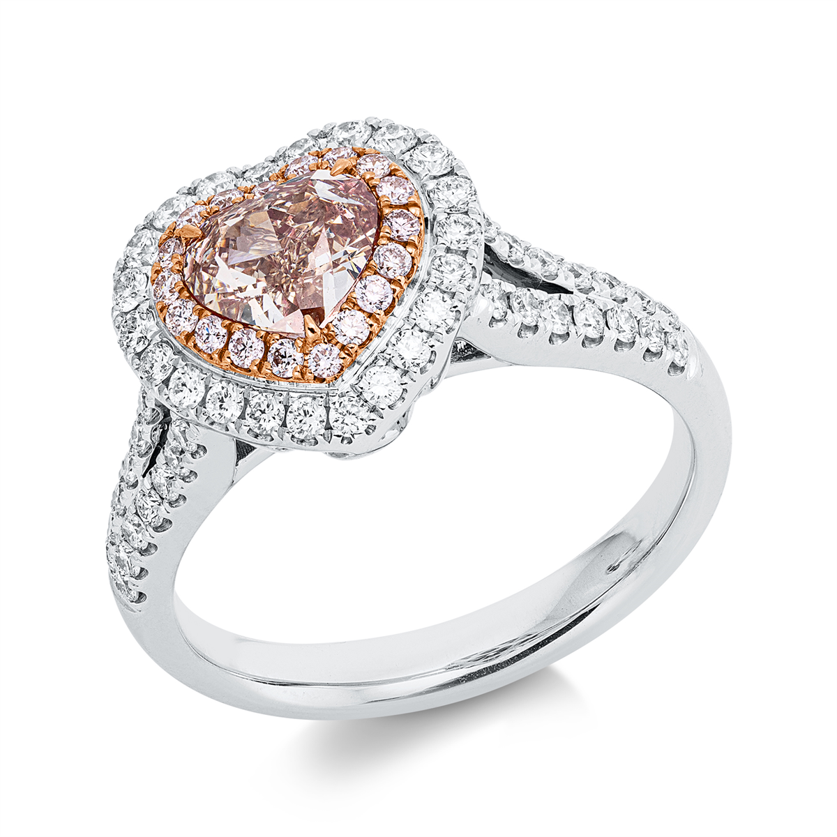 diamond full cut  fancy colored diamond ring in whitegold / rosegold
