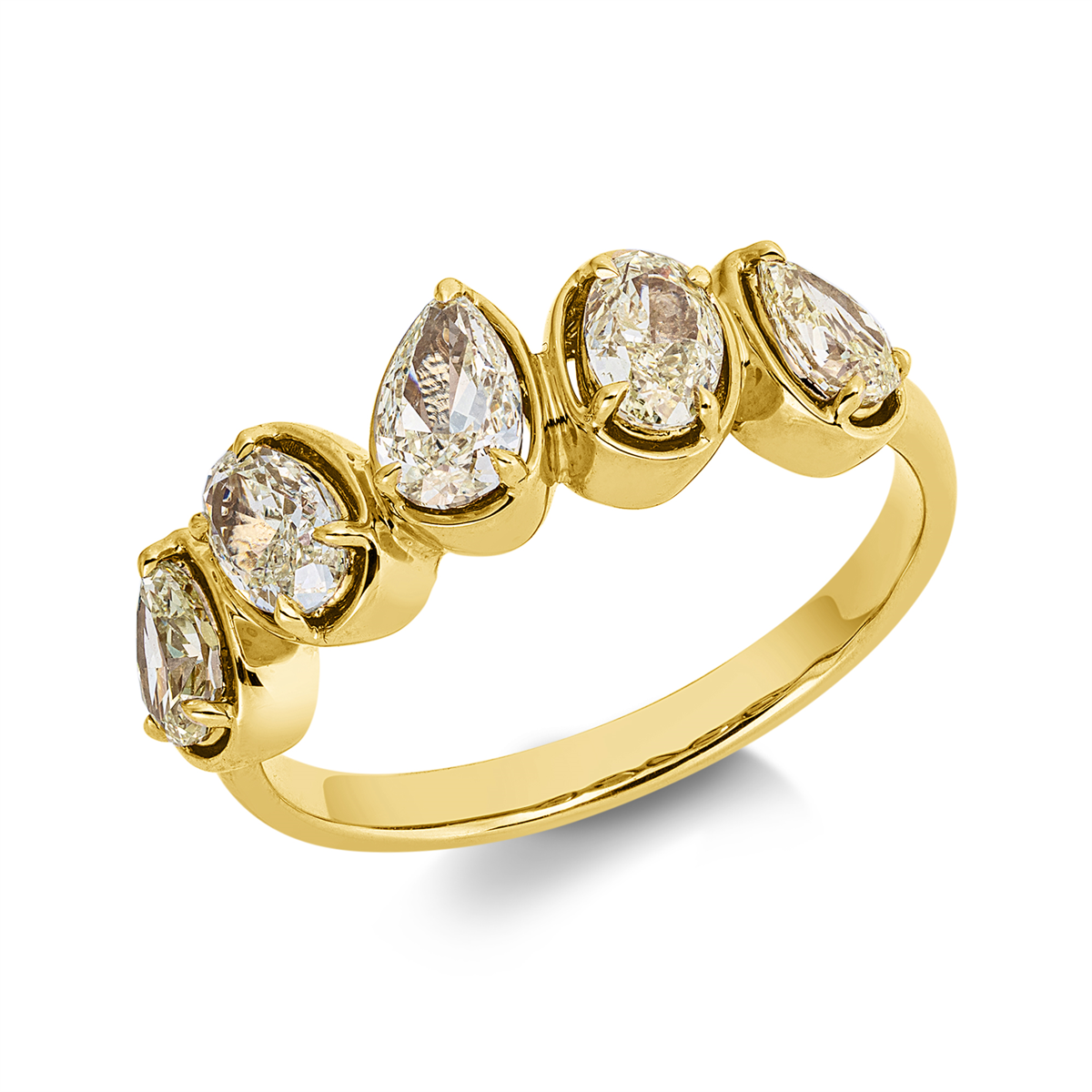 pear shape  modern woman ring in yellow gold