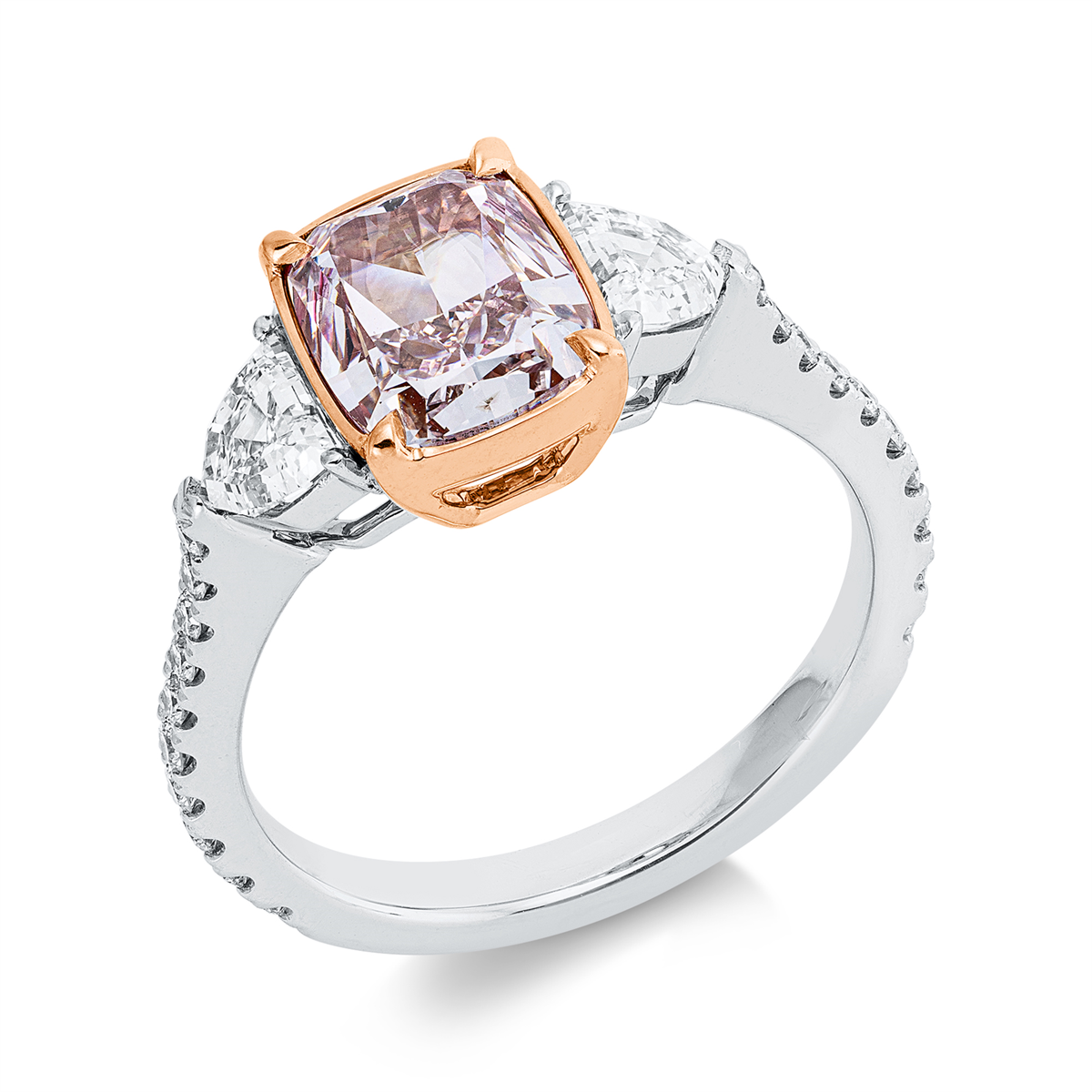 diamond full cut  fancy colored diamond ring in whitegold / rosegold