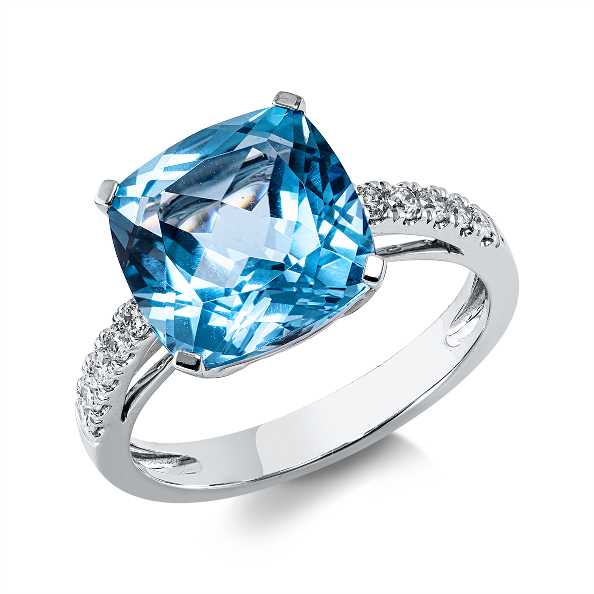 diamond full cut topaz colored stone fashion ring in white gold