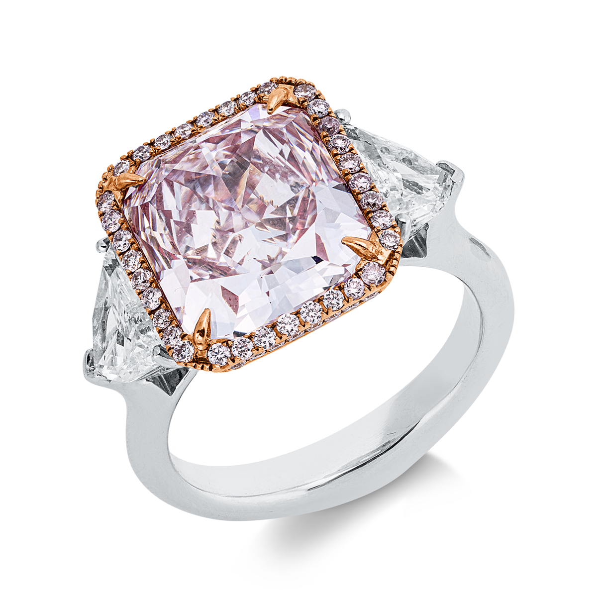 diamond full cut  fancy colored diamond ring in whitegold / rosegold