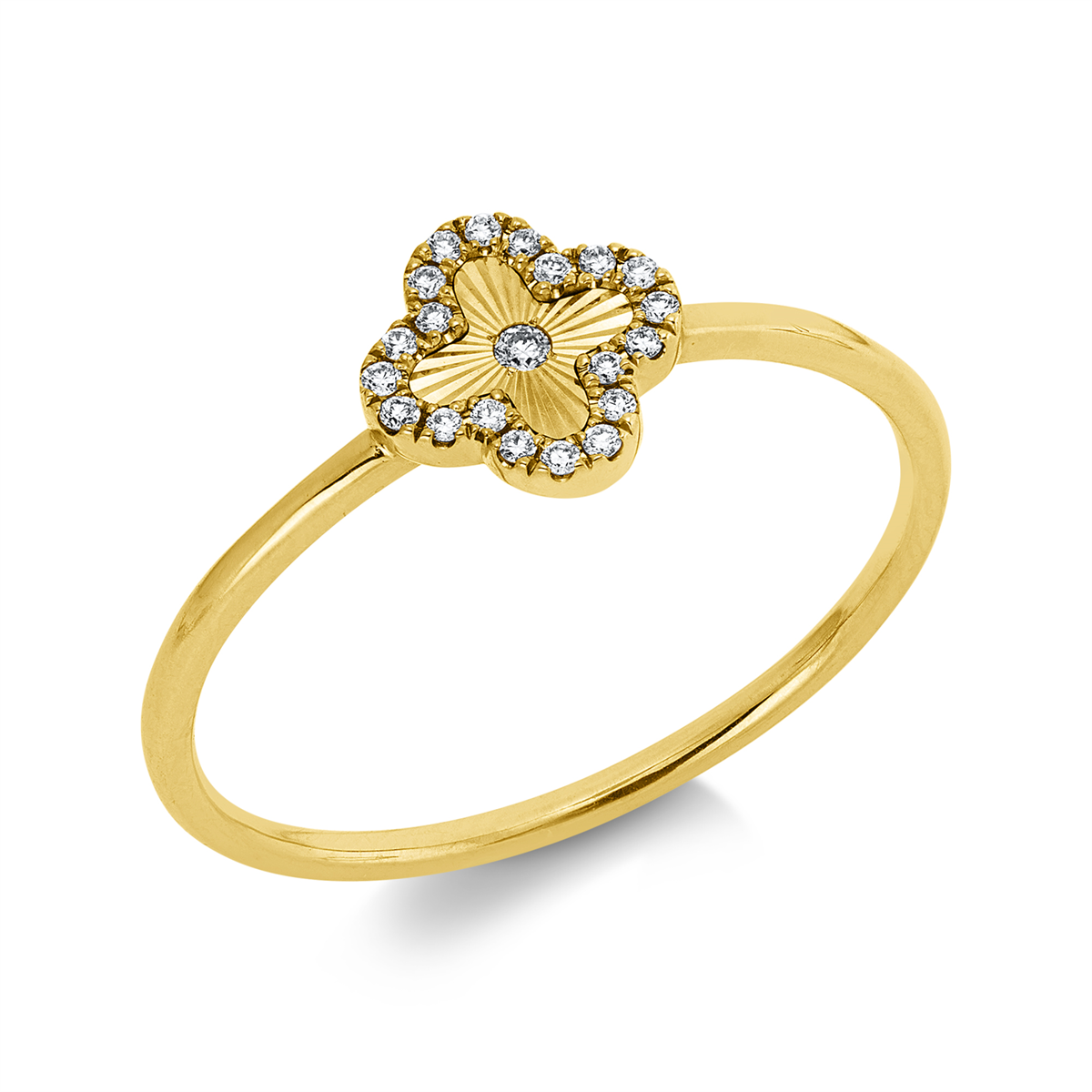 diamond full cut  modern woman ring in yellow gold