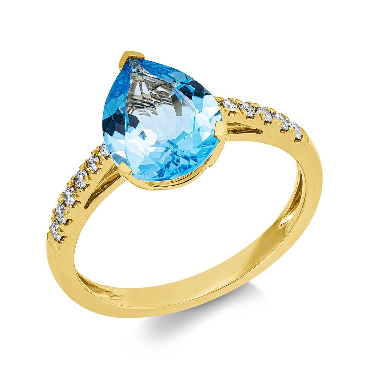 diamond full cut topaz colored stone fashion ring in yellow gold
