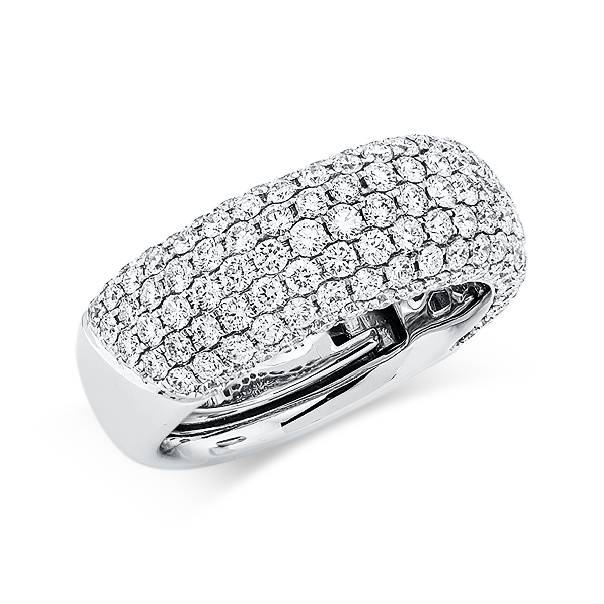 diamond full cut  pavé ring in white gold