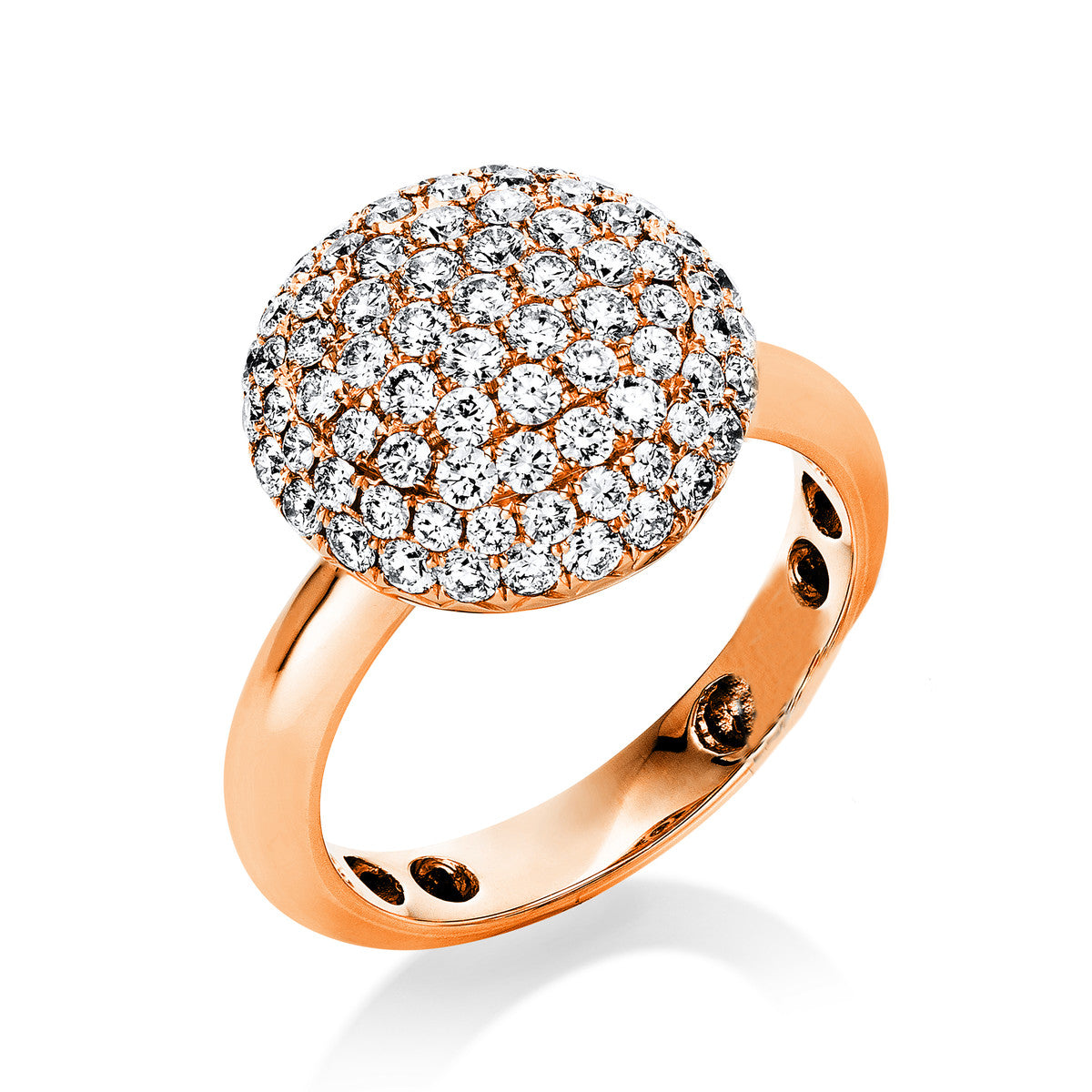 diamond full cut  pavé ring in red gold
