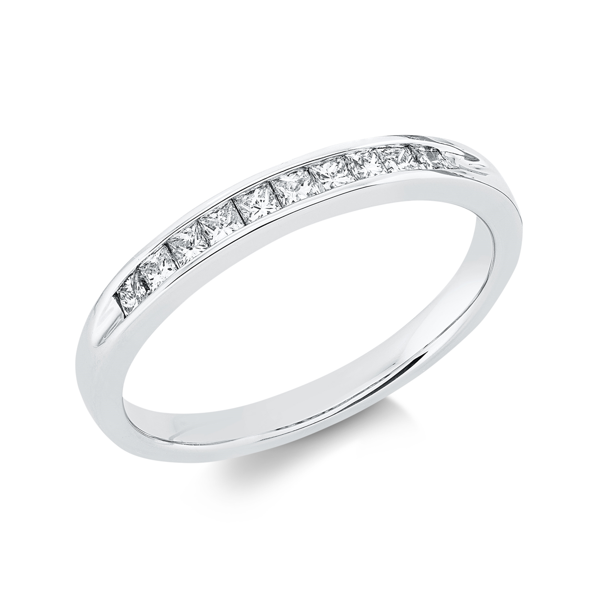 princess  eternity half ring in white gold