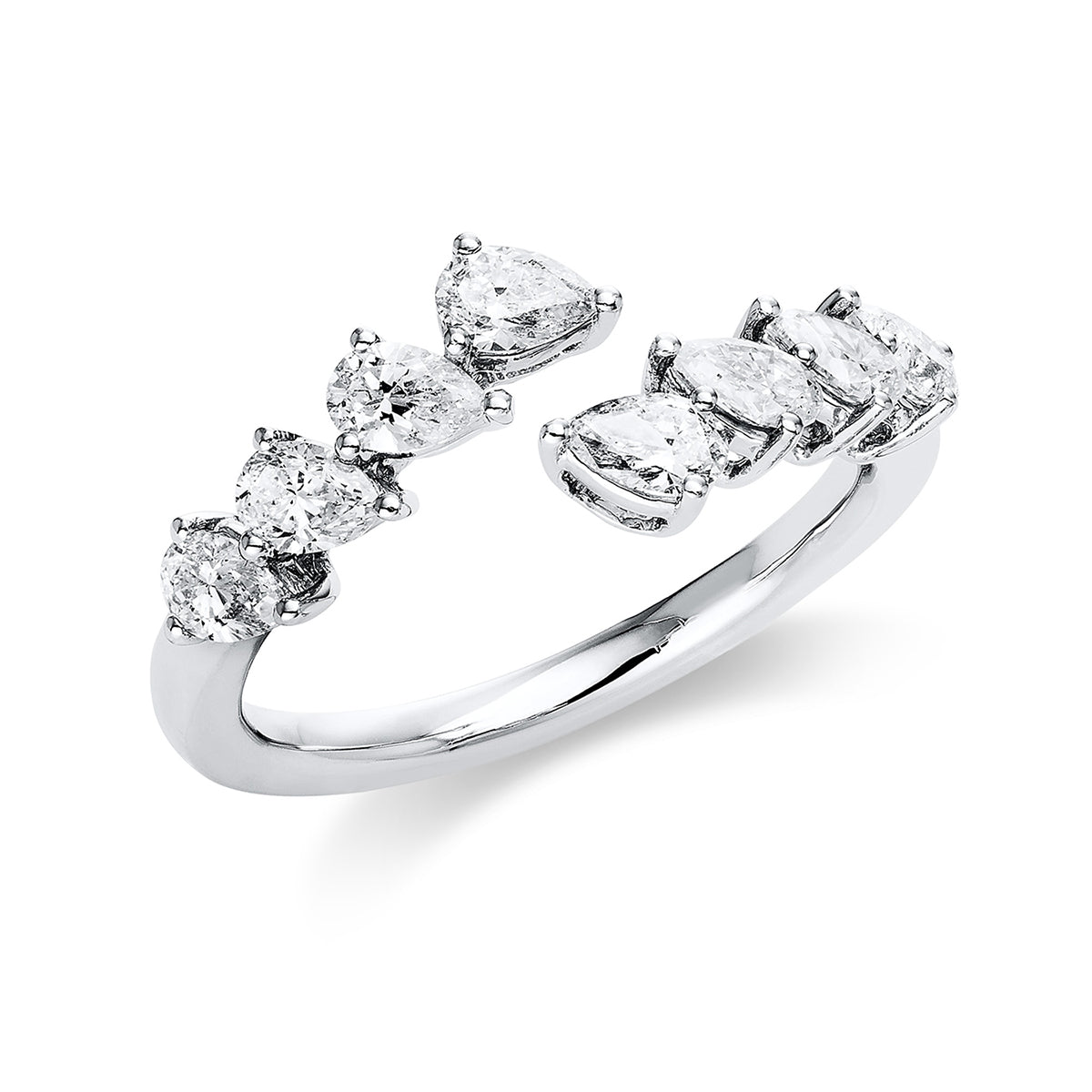 pear shape  modern woman ring in white gold