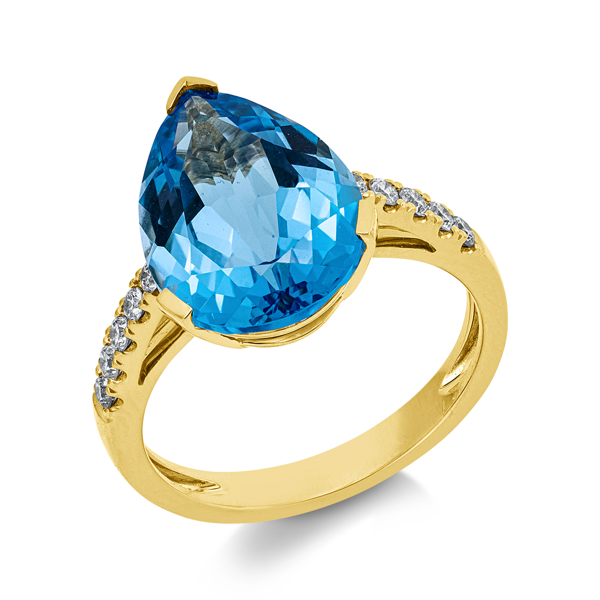 diamond full cut topaz colored stone fashion ring in yellow gold