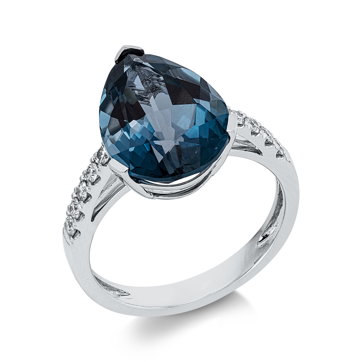 diamond full cut topaz colored stone fashion ring in white gold