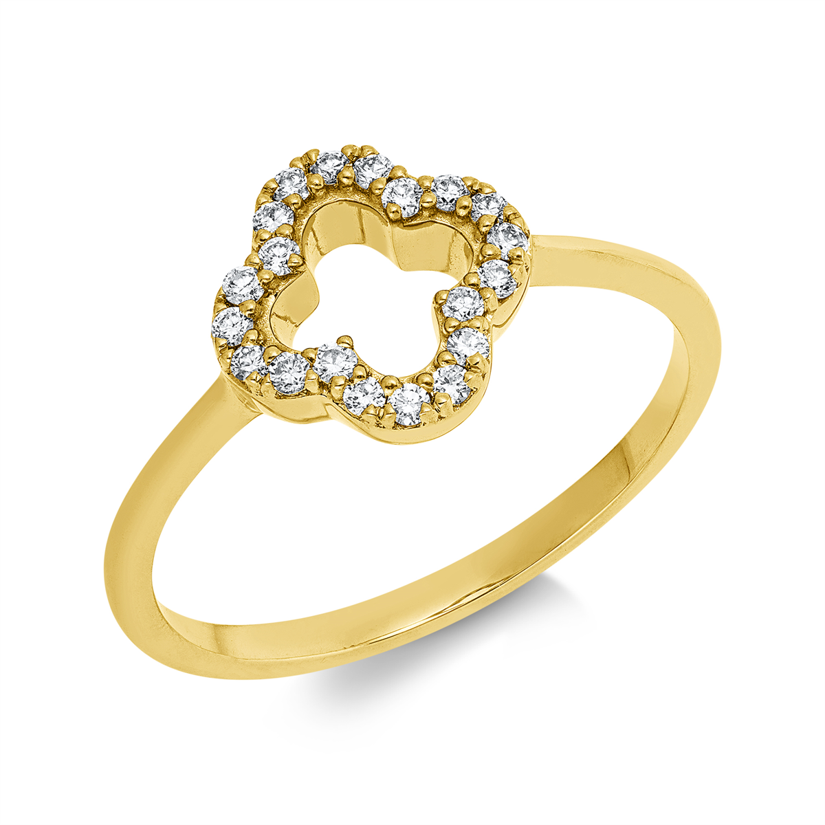 diamond full cut  modern woman ring in yellow gold