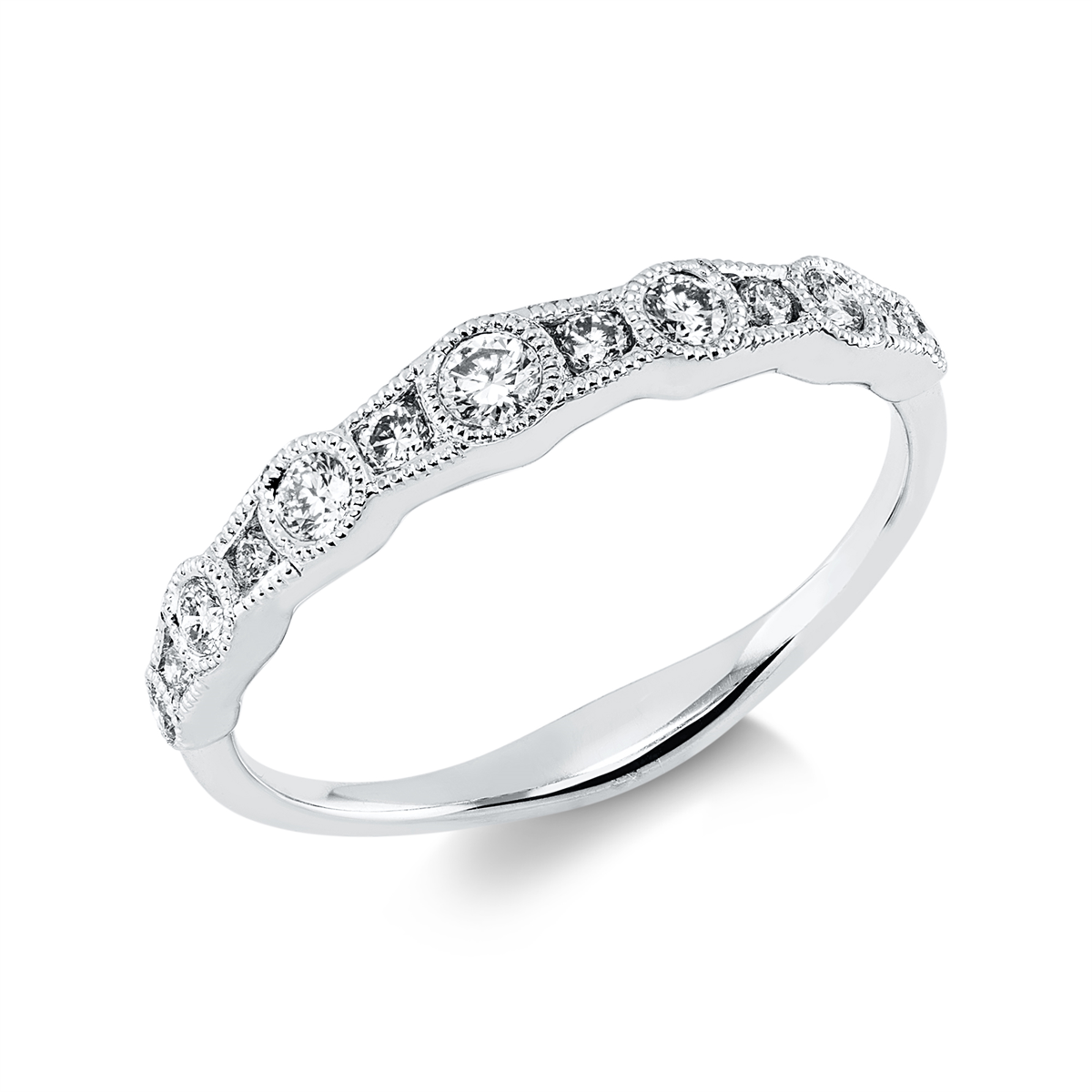 diamond full cut  modern woman ring in white gold