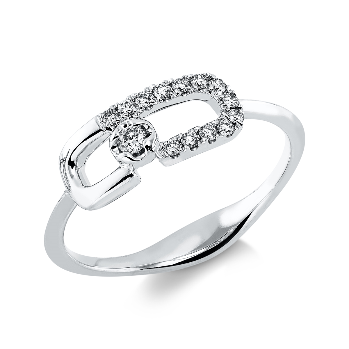 diamond full cut  modern woman ring in white gold