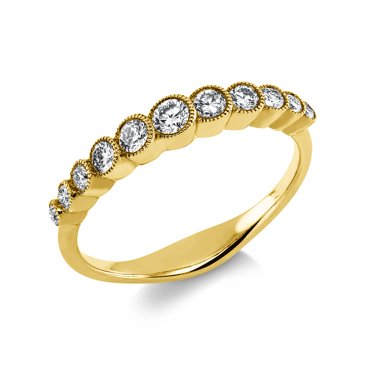 diamond full cut  modern woman ring in yellow gold
