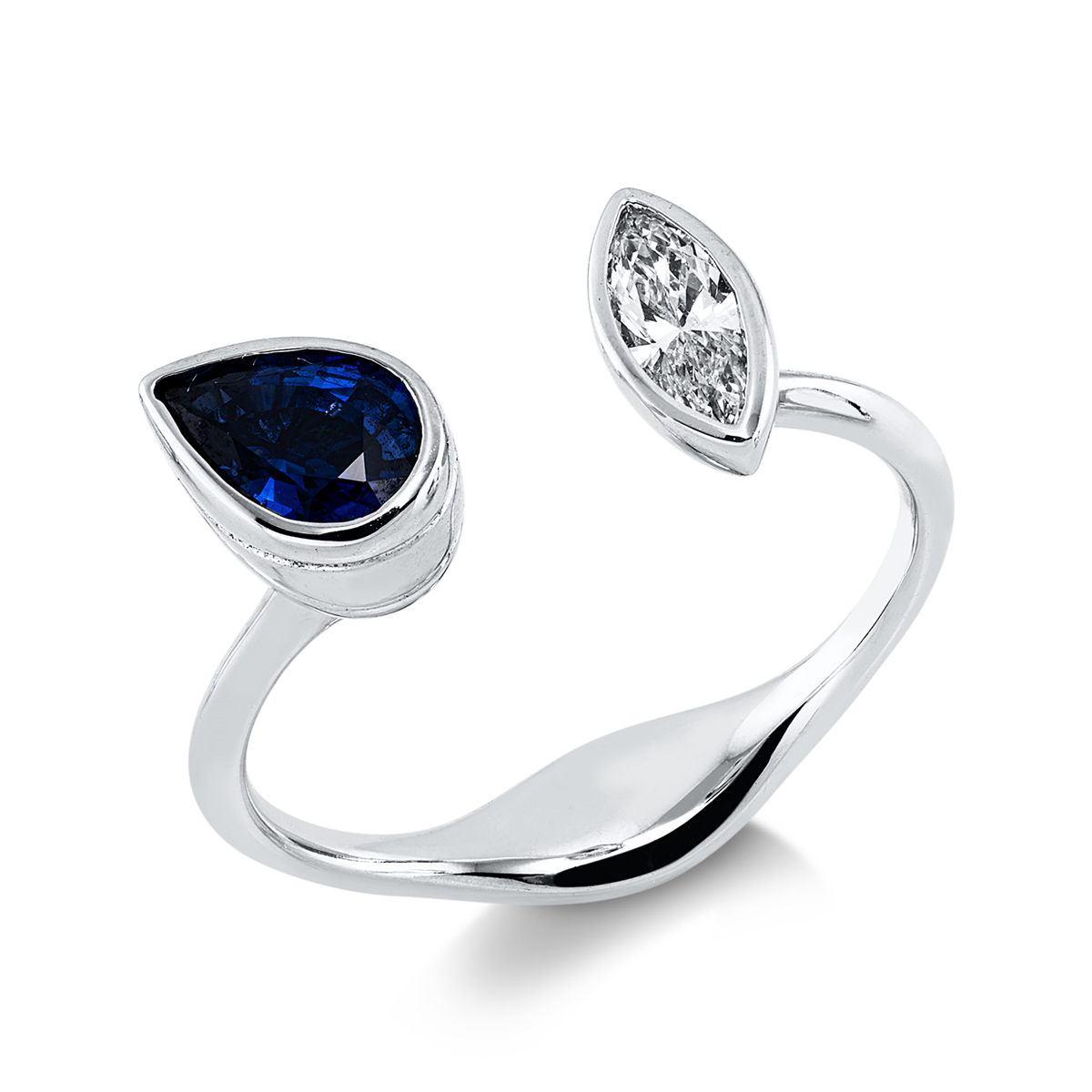 marquise sapphire modern woman ring in white gold