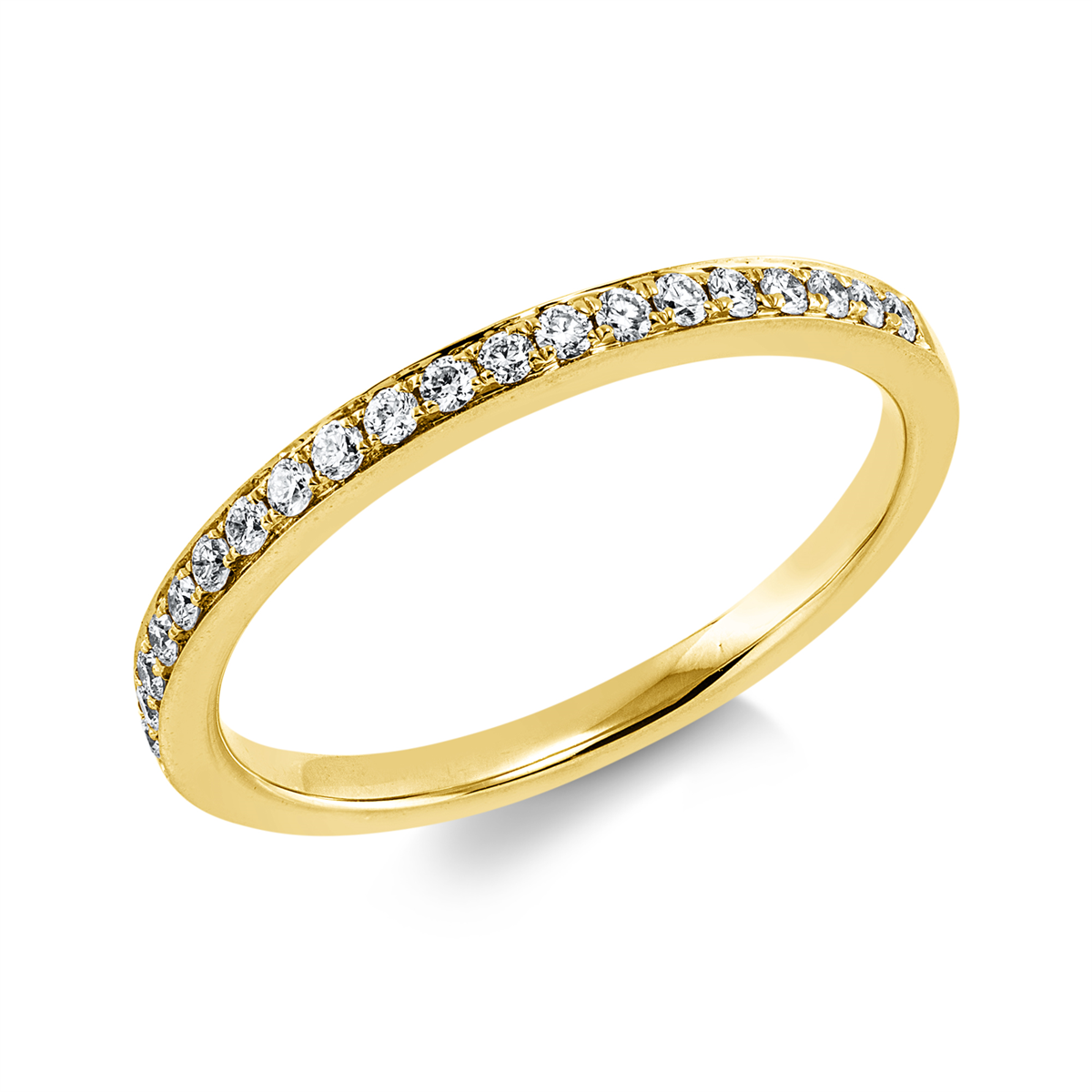 diamond full cut  eternity half ring in yellow gold