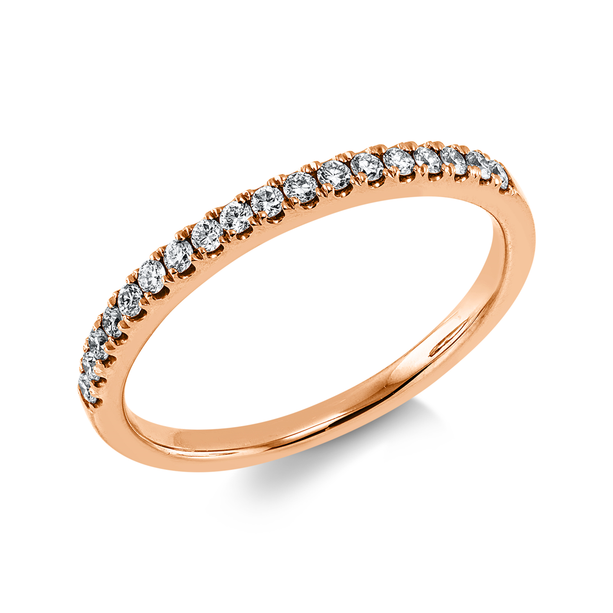 diamond full cut  eternity half ring in red gold