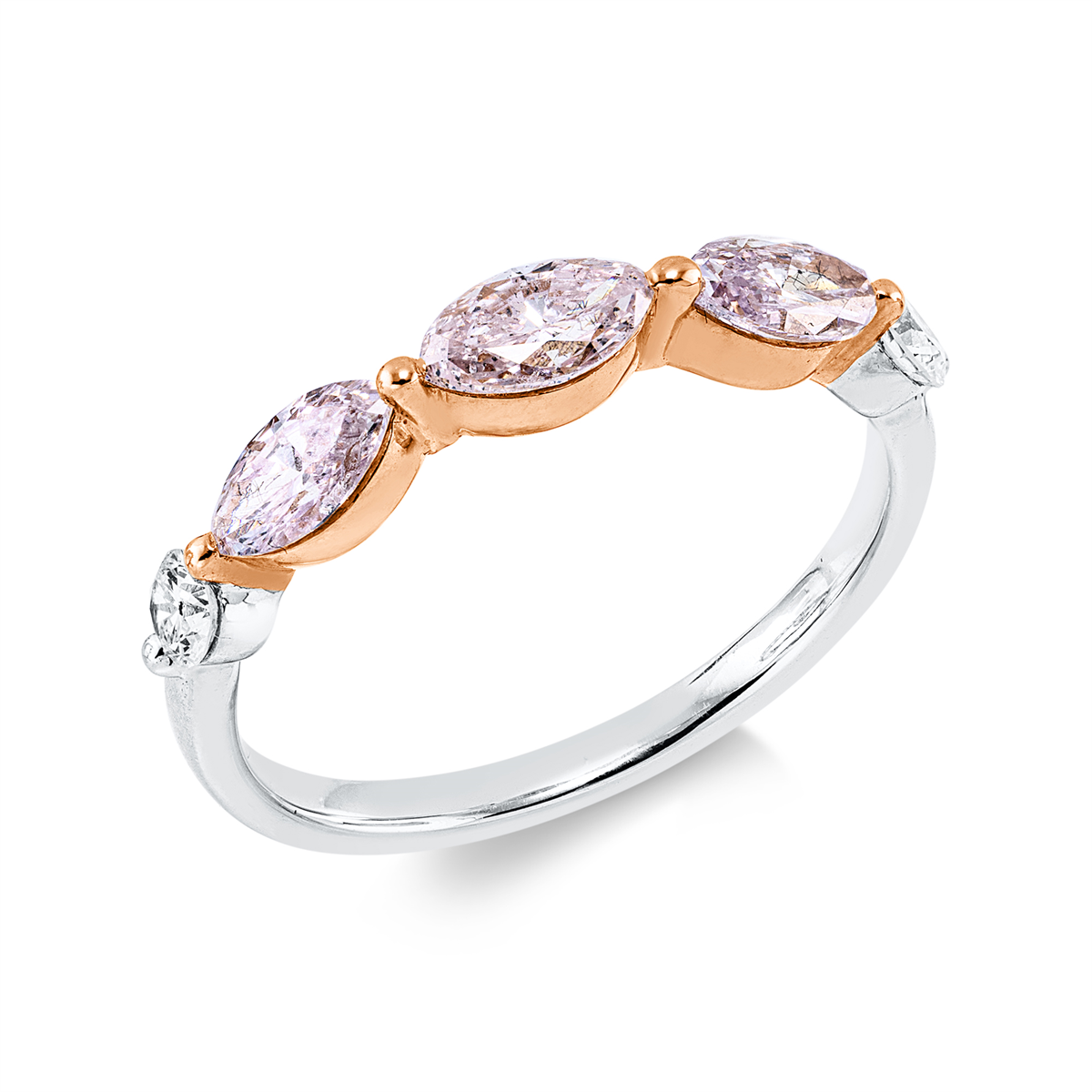 diamond full cut  fancy colored diamond ring in whitegold / rosegold