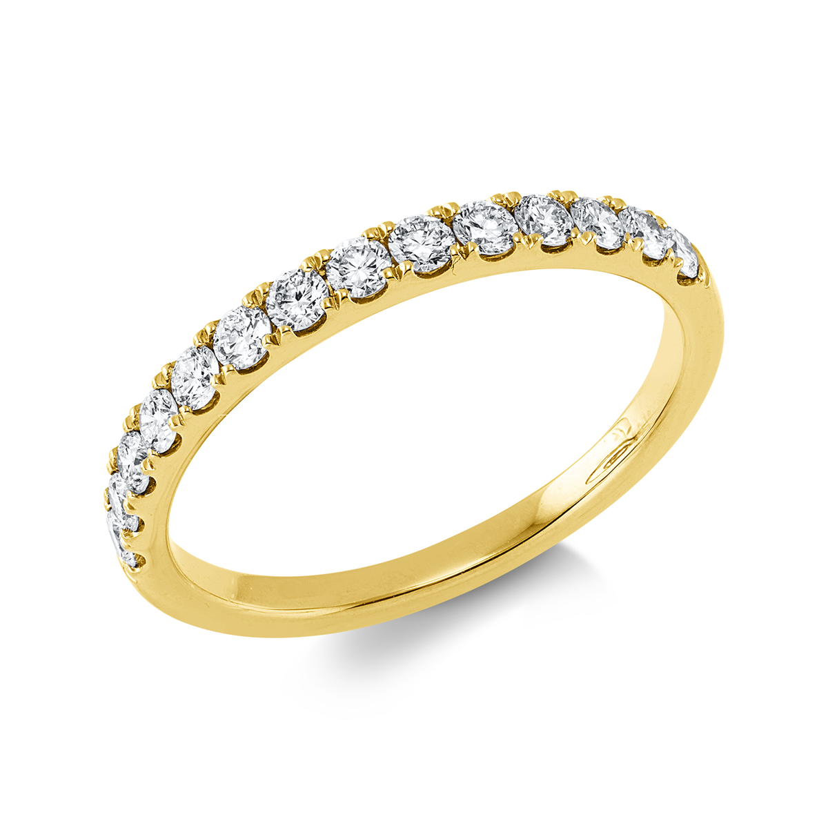 diamond full cut  eternity half ring in yellow gold