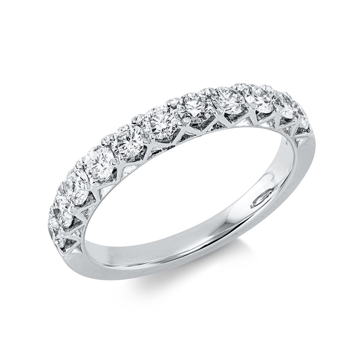 diamond full cut  eternity half ring in white gold