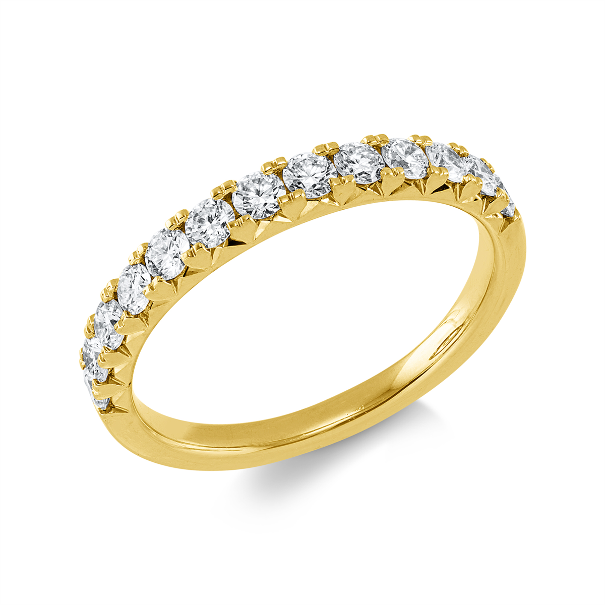 diamond full cut  eternity half ring in yellow gold