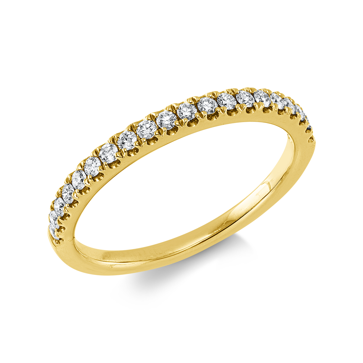 diamond full cut  eternity half ring in yellow gold