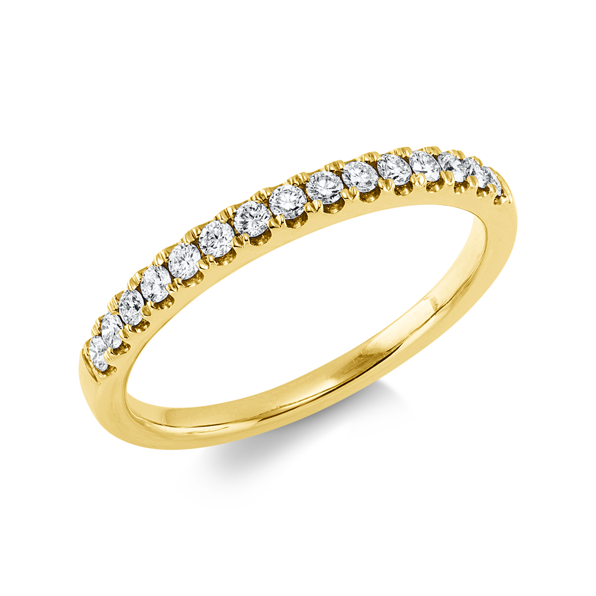 diamond full cut  eternity half ring in yellow gold