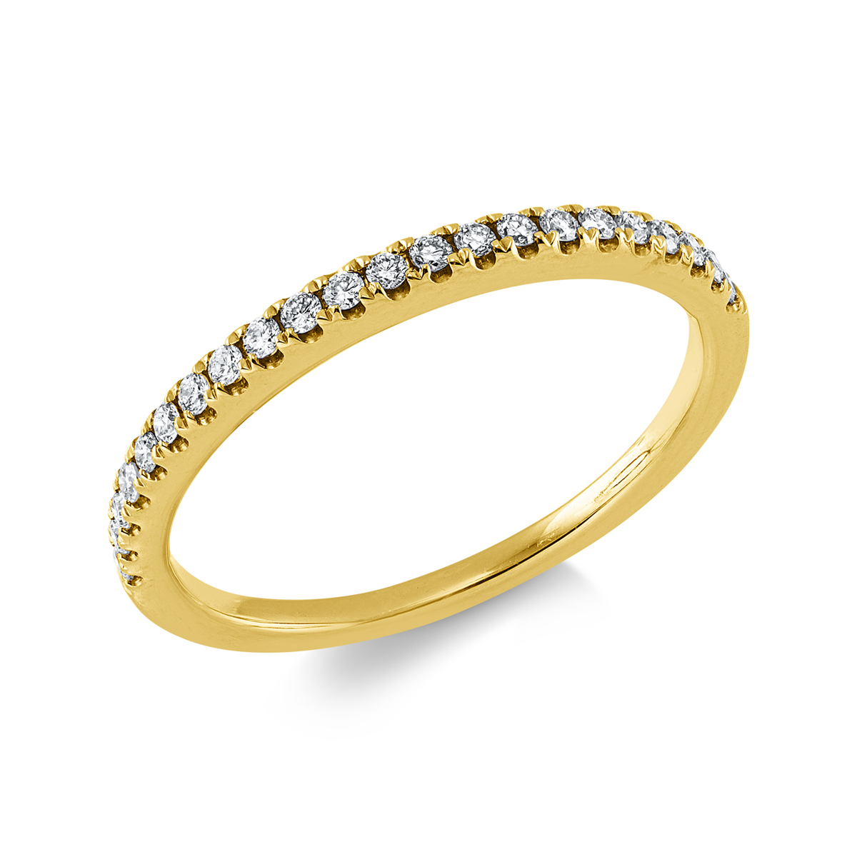 diamond full cut  eternity half ring in yellow gold