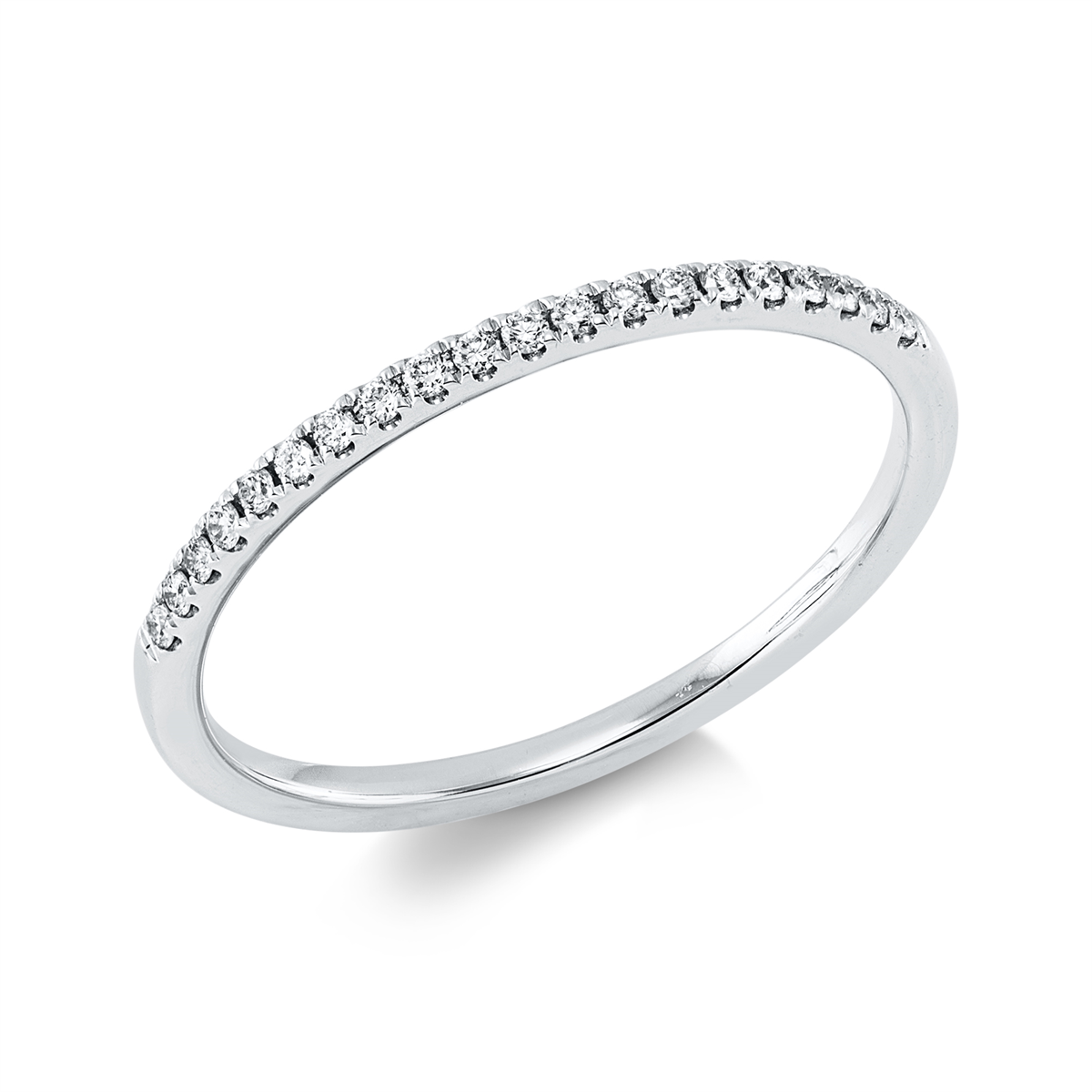 diamond full cut  eternity half ring in white gold