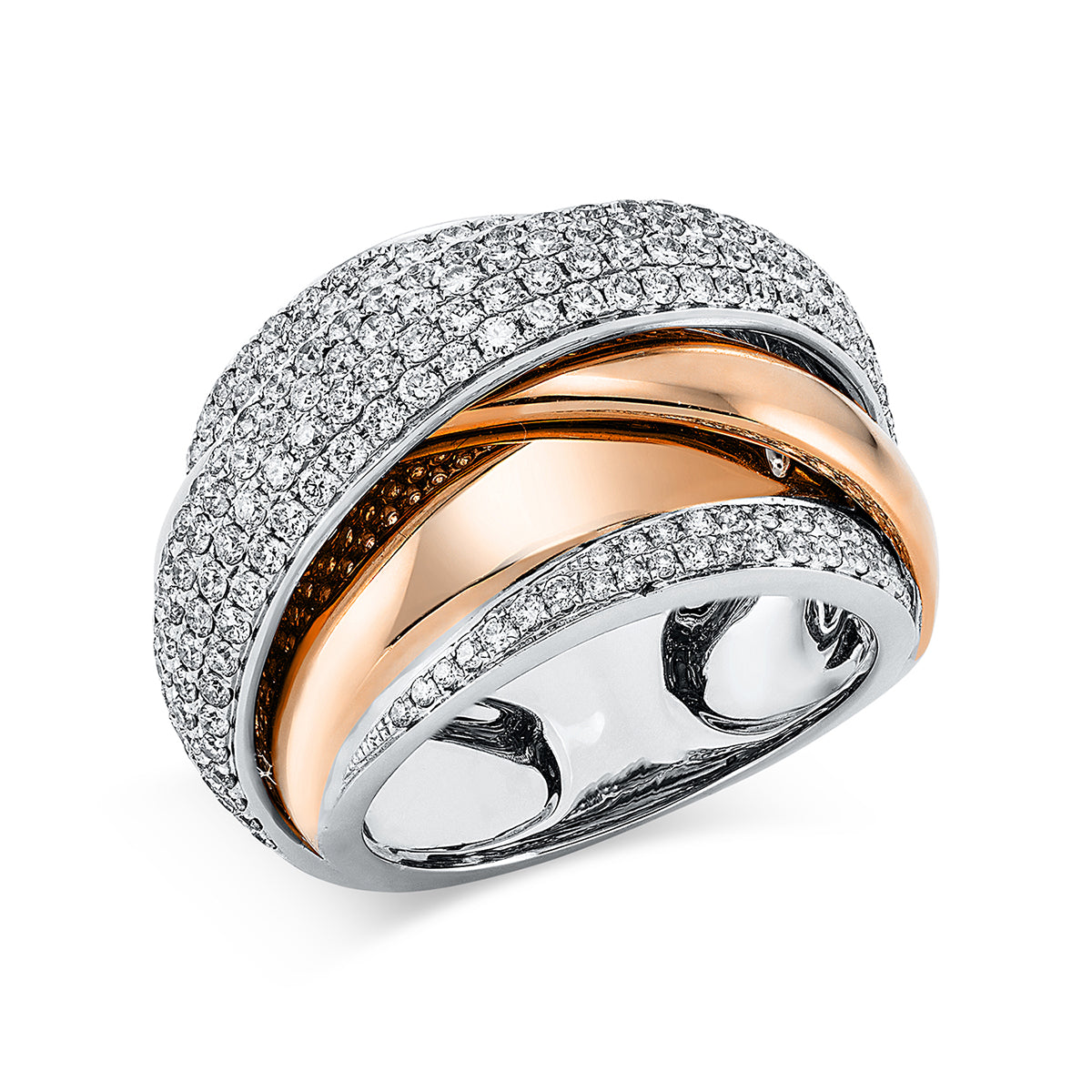 diamond full cut  multi-stone ring in whitegold / rosegold
